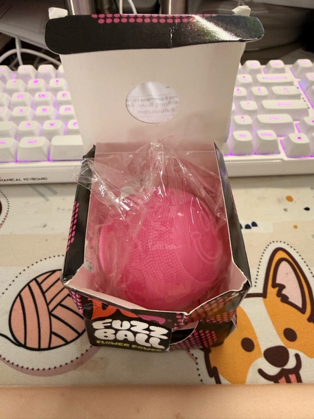 Fuzz Ball Flower Power Pink Sensory Stress Ball
